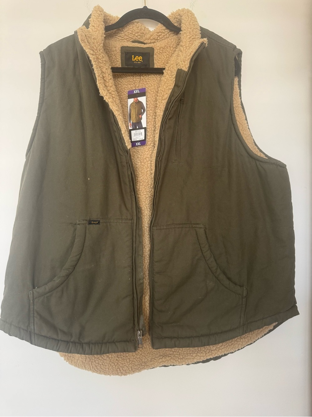 NWT Lee Sherpa Vest Men XXL Pockets Work Winter Heavy Duty